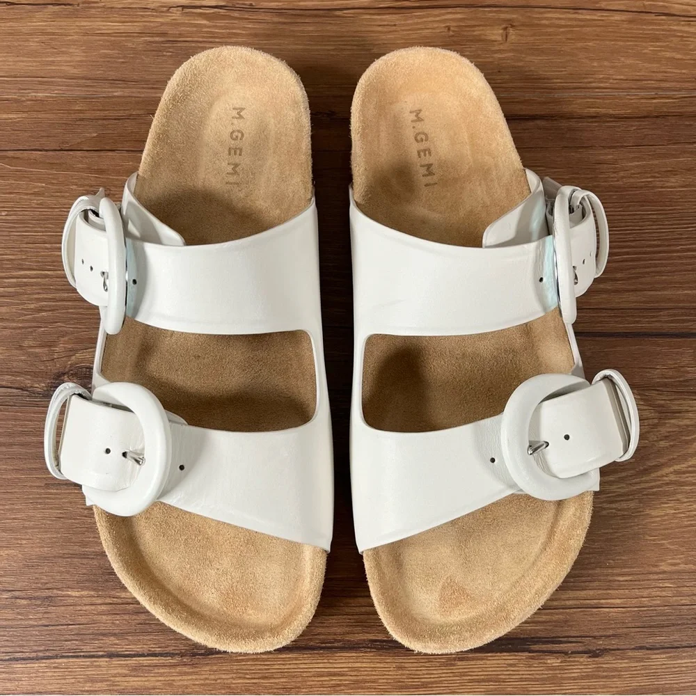 M. GEMI The Matilde White Leather Sandals Women’s Size 8 (38) Shoes